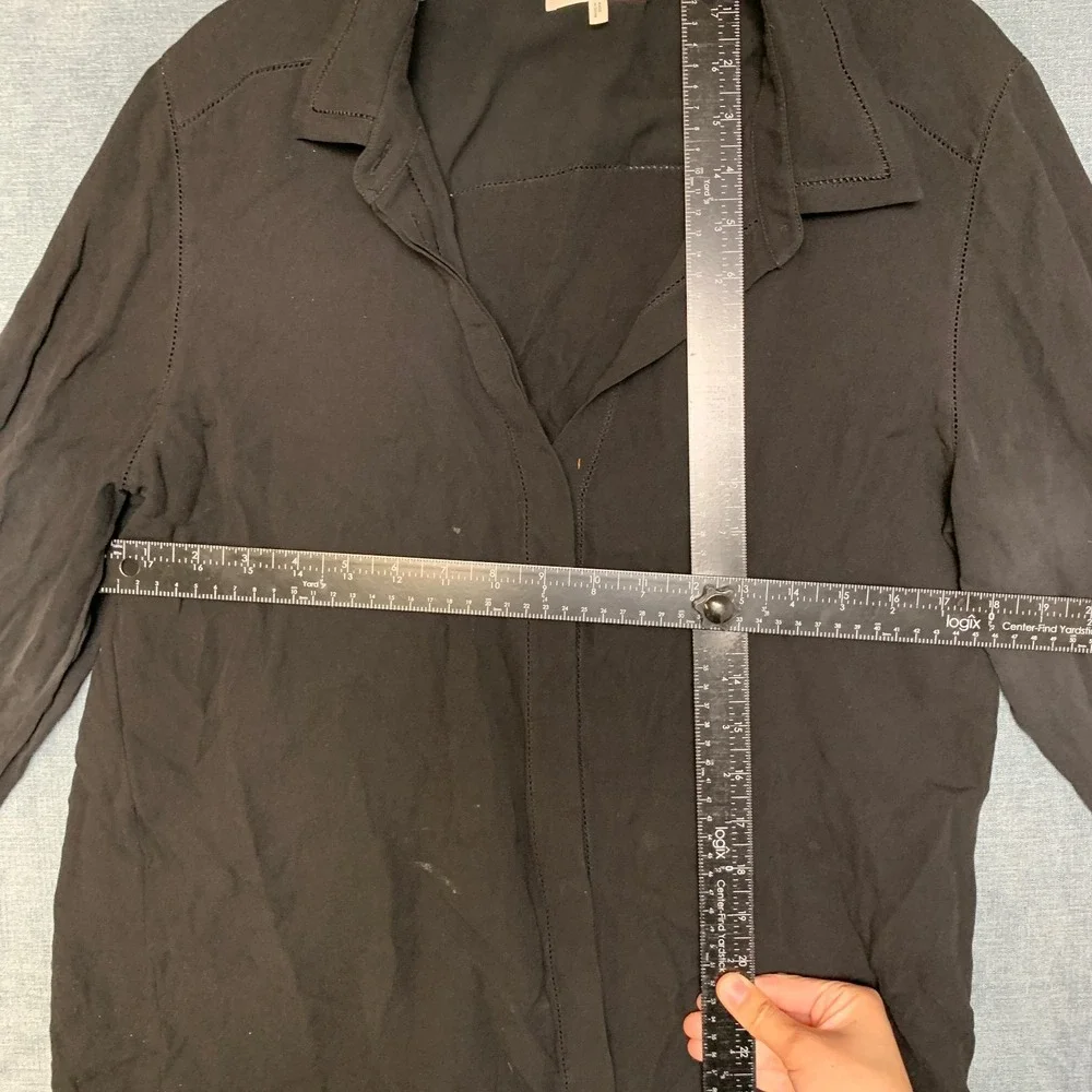 Lafayette 148 Shirt Womens Black Long Sleeve Collared Classic Button Front - Picture 12 of 16